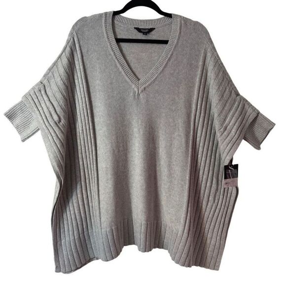 Simply Vera Vera Wang rib poncho gray sweater S/M - Picture 1 of 13